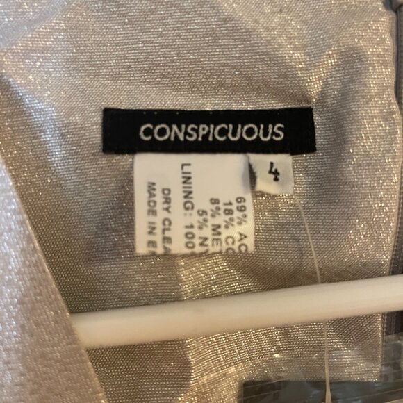 Silver Dress with V-neck and bow - Picture 2 of 3